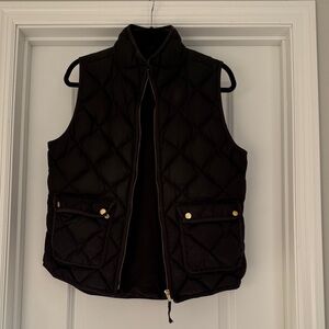 J Crew Quilted Black Vest with Gold Accents